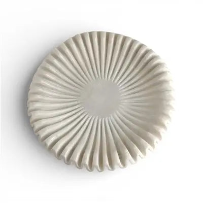 White Marble Ruffled Bowl - XS, S, M, L or XL | White Marble Ruffled Bowl BIDKHome