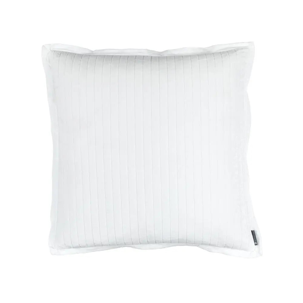 Aria Quilted Euro Pillow White Matte Velvet 26X26