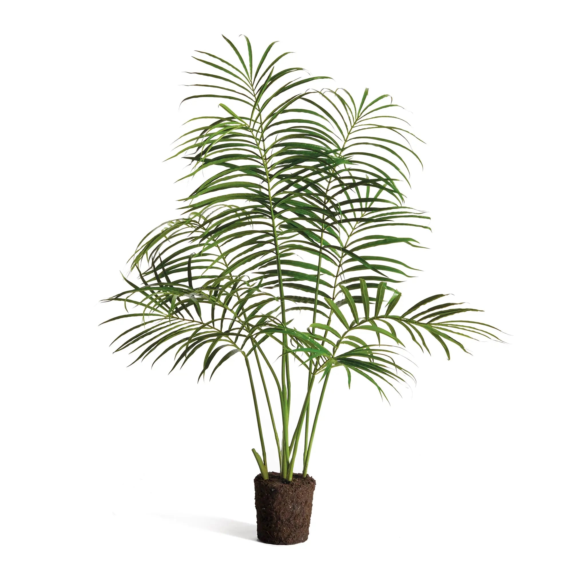 50-inch faux palm tree drop-in with lush green fronds and realistic root ball