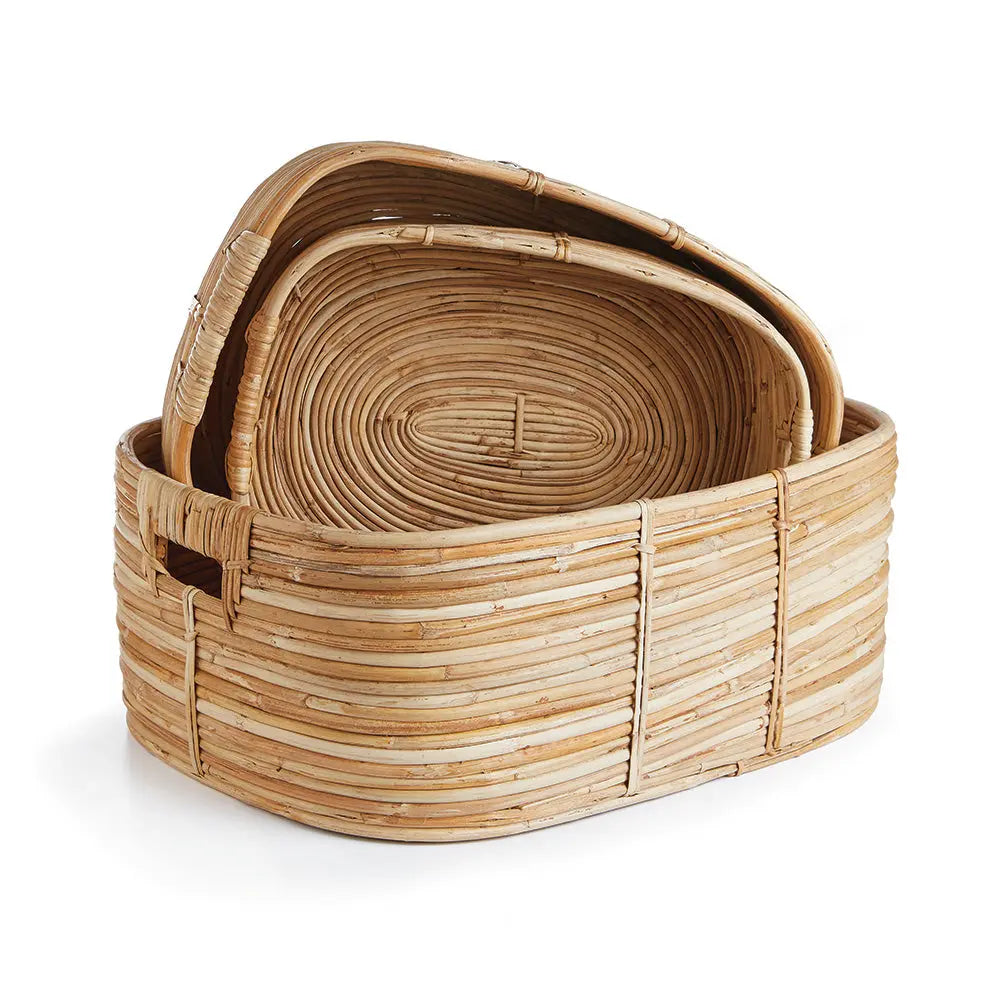 Rectangular Cane Rattan Basket Set
