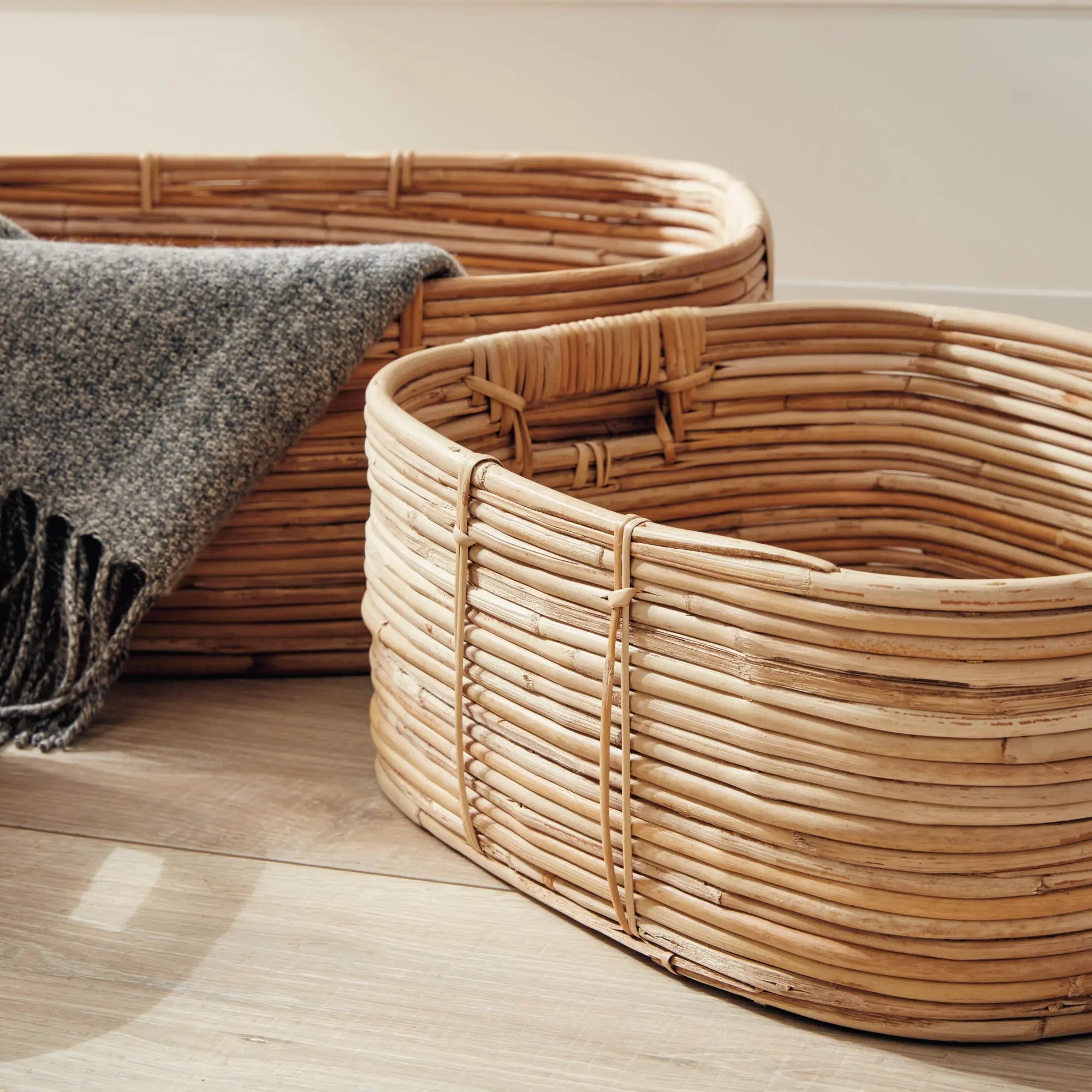 Rectangular Cane Rattan Basket Set