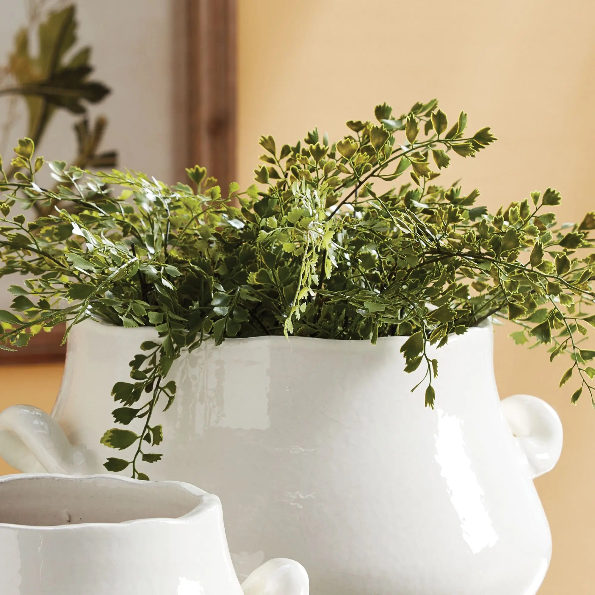 Realistic 18-inch Maidenhair Fern drop-in faux plant with natural green leaves and root ball