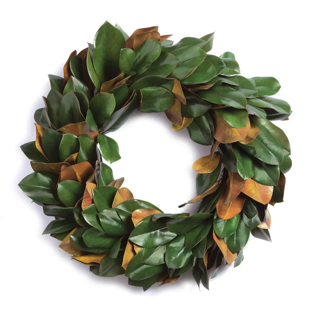 GRAND MAGNOLIA LEAF WREATH 24" Villa Decor & Design