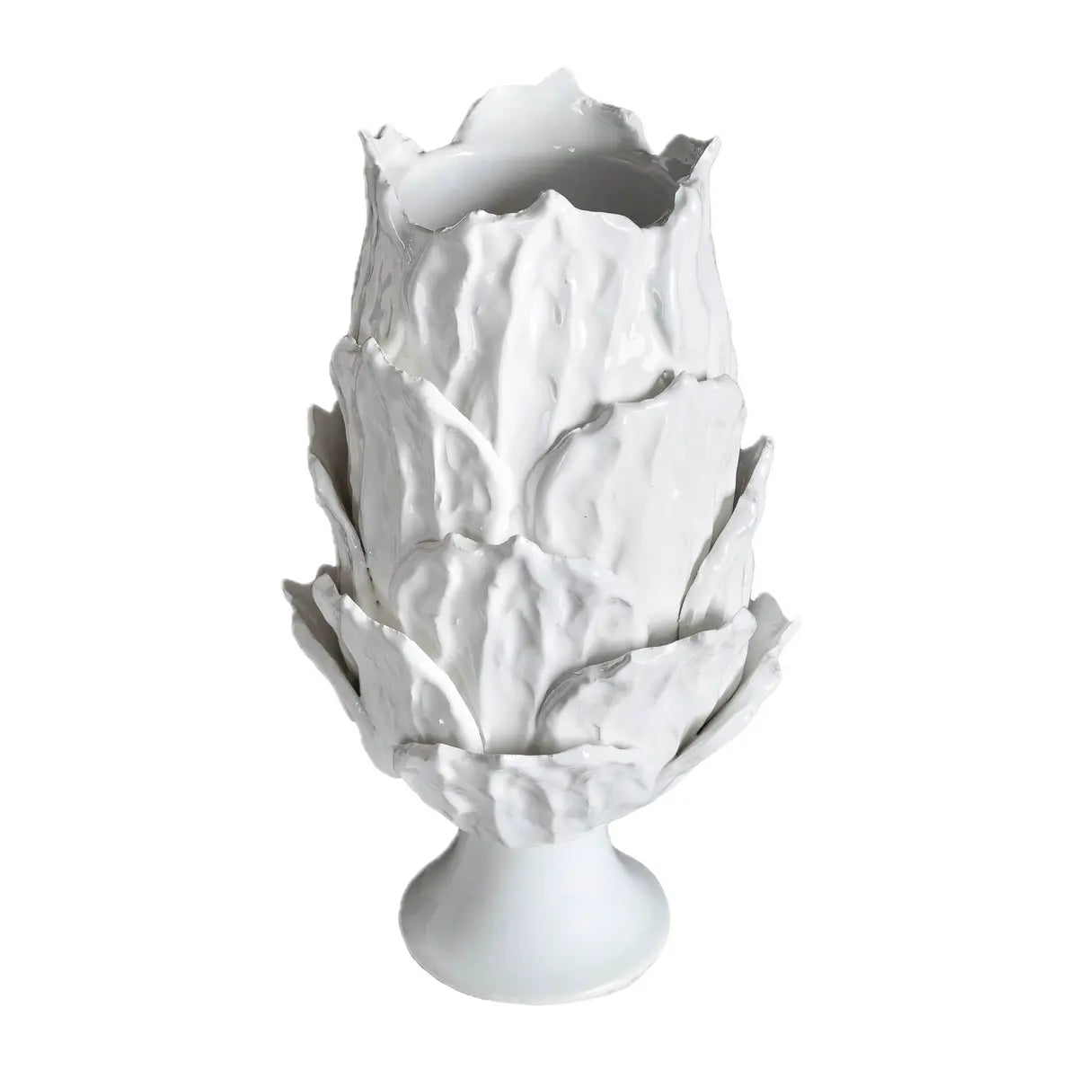 Foliage Ceramic Footed Vase - Italian Handcrafted Accent - Villa Decor & Design