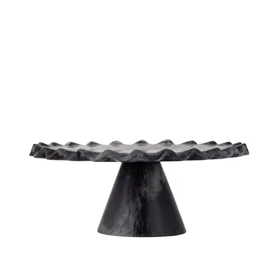 Large Black Resin Cake Stand with modern matte finish for desserts or decorative display