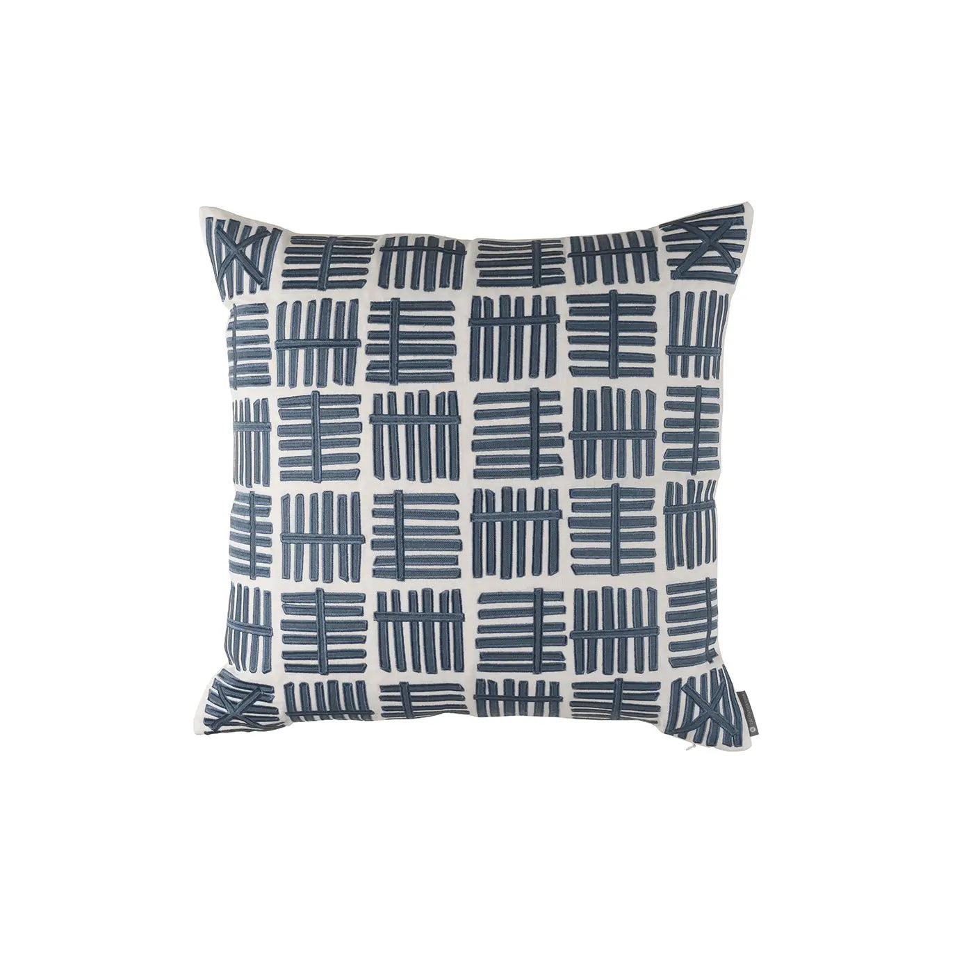 Andre Square Pillow - White Linen & Indigo Hemp (24x24) - Villa Decor & Design