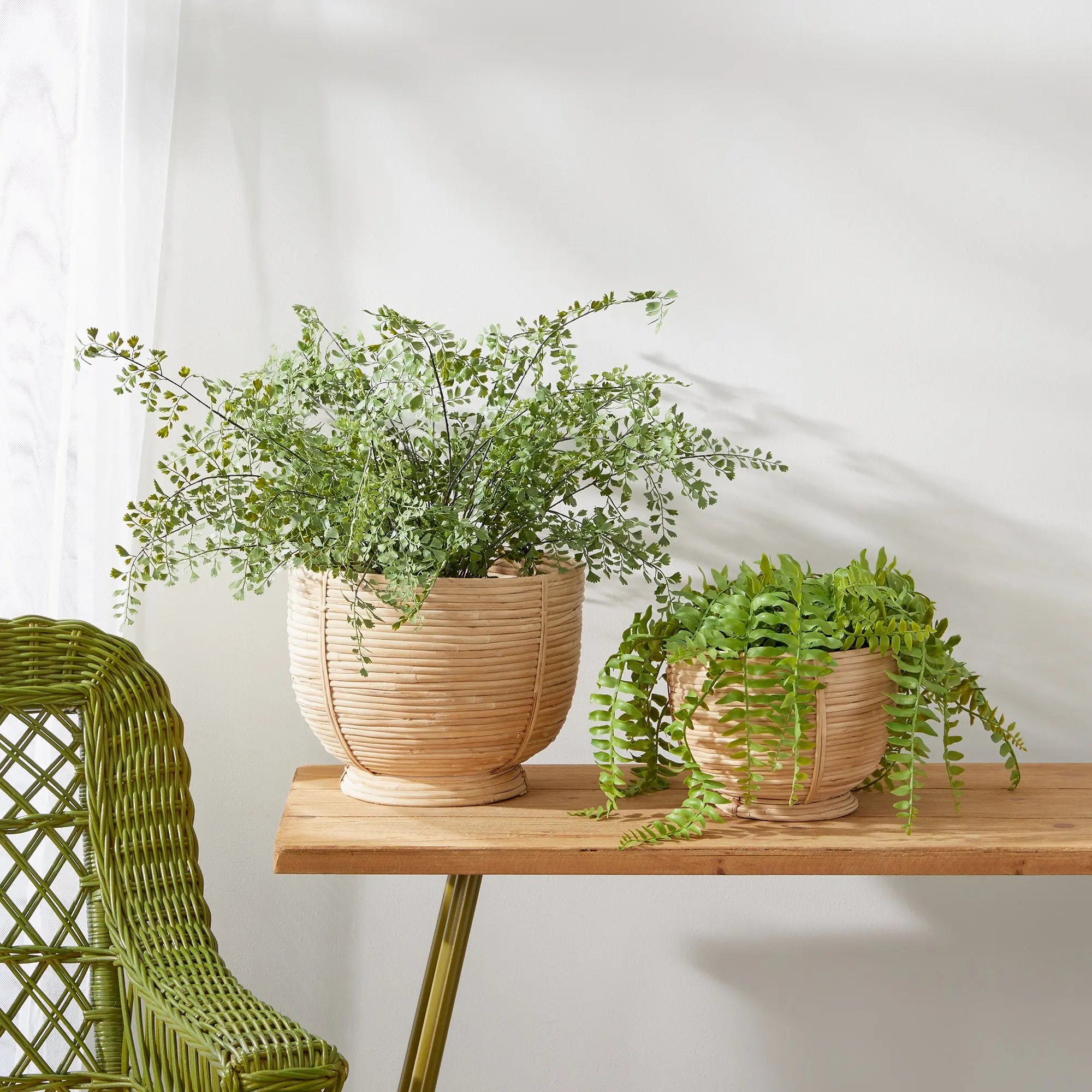 Cane Rattan Bowls on Pedestal Base