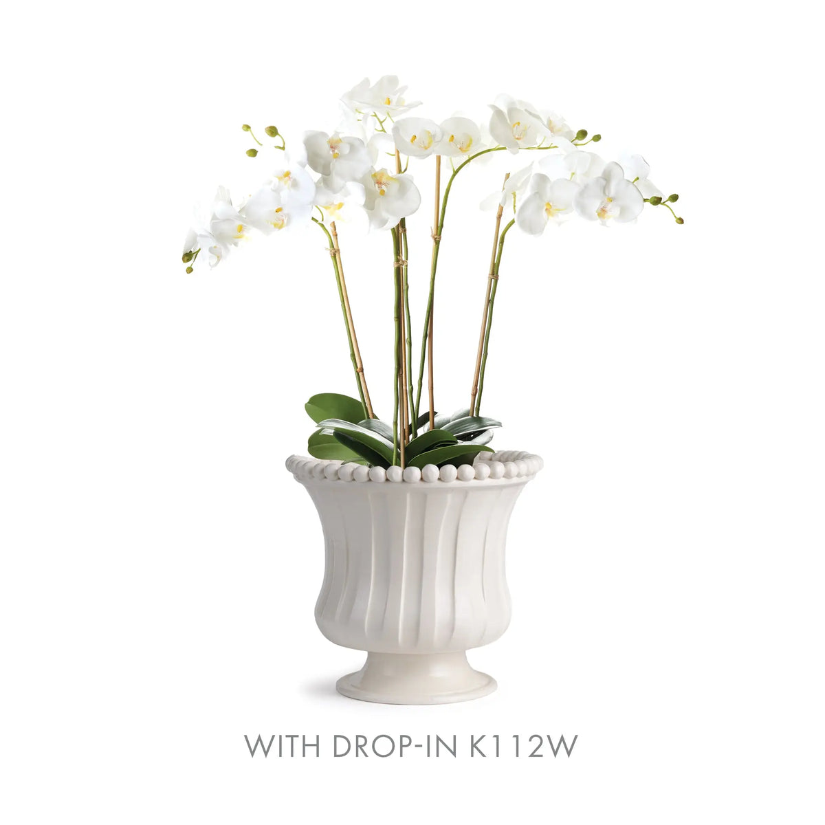Coletta Petite vase with a different orchid drop-in arrangement