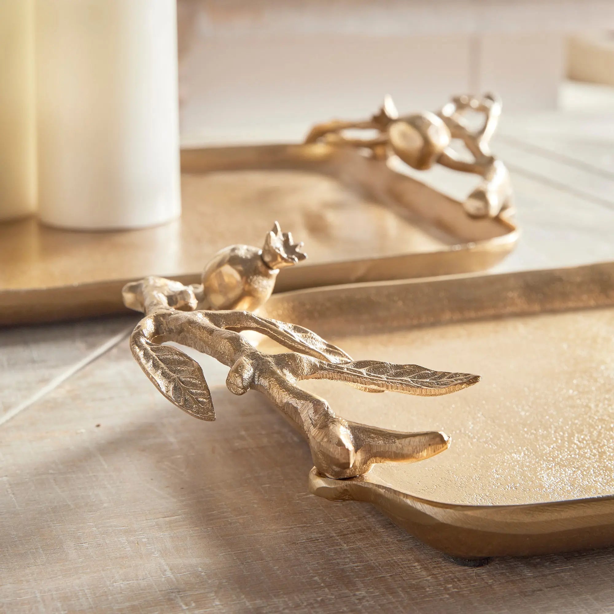 POMEGRANATE BRANCH DECORATIVE TRAYS, SET OF 2 Villa Decor & Design