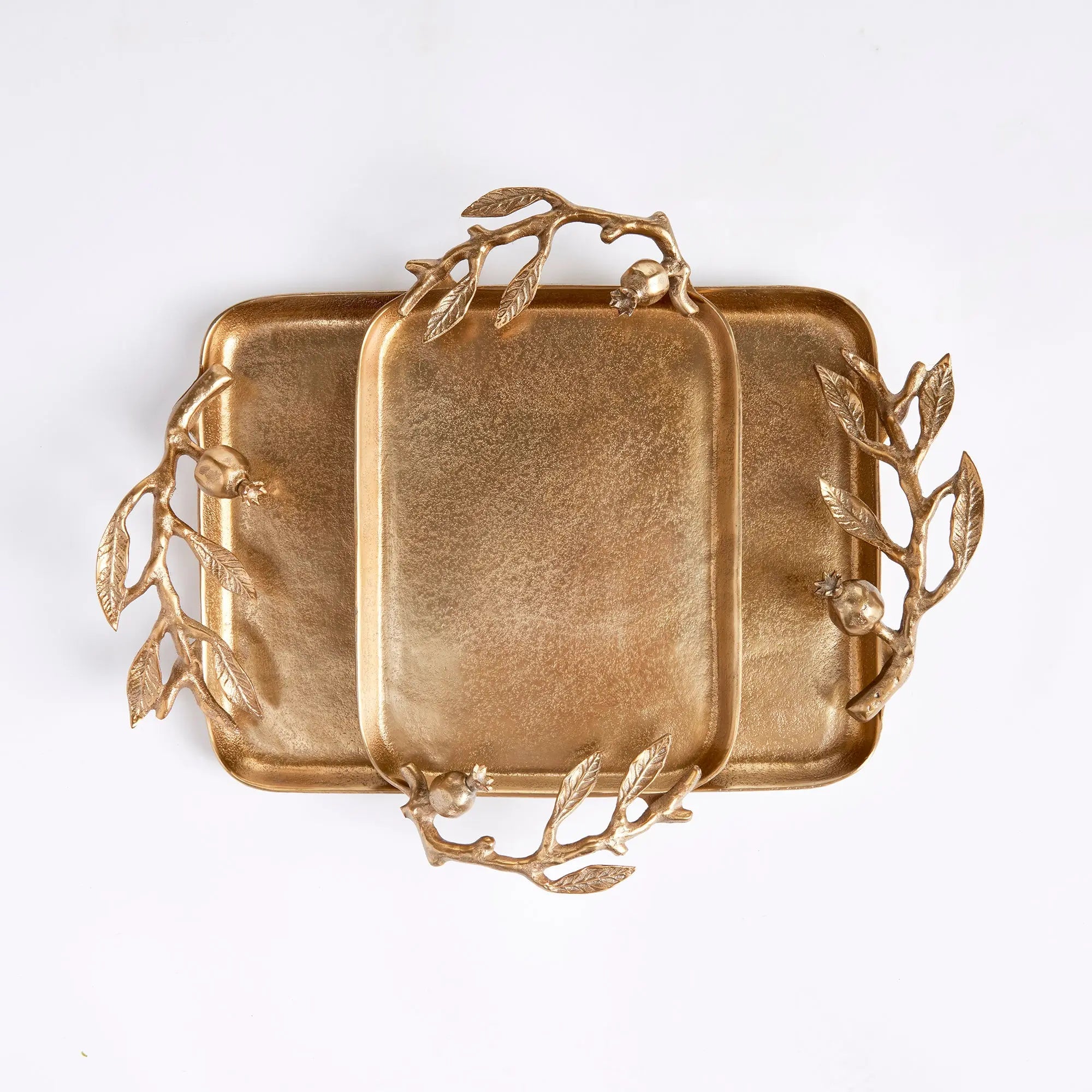 POMEGRANATE BRANCH DECORATIVE TRAYS, SET OF 2 Villa Decor & Design