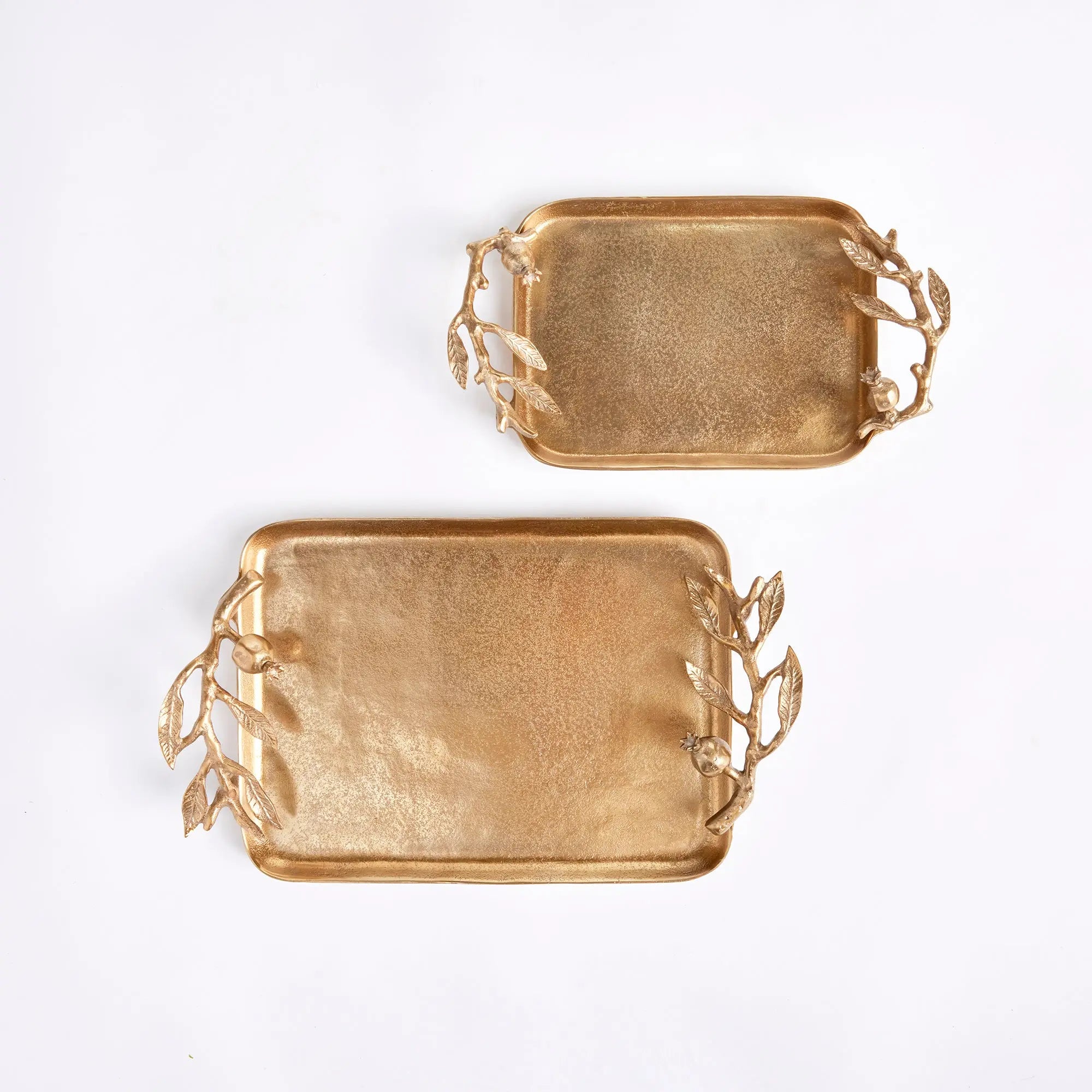 POMEGRANATE BRANCH DECORATIVE TRAYS, SET OF 2 Villa Decor & Design