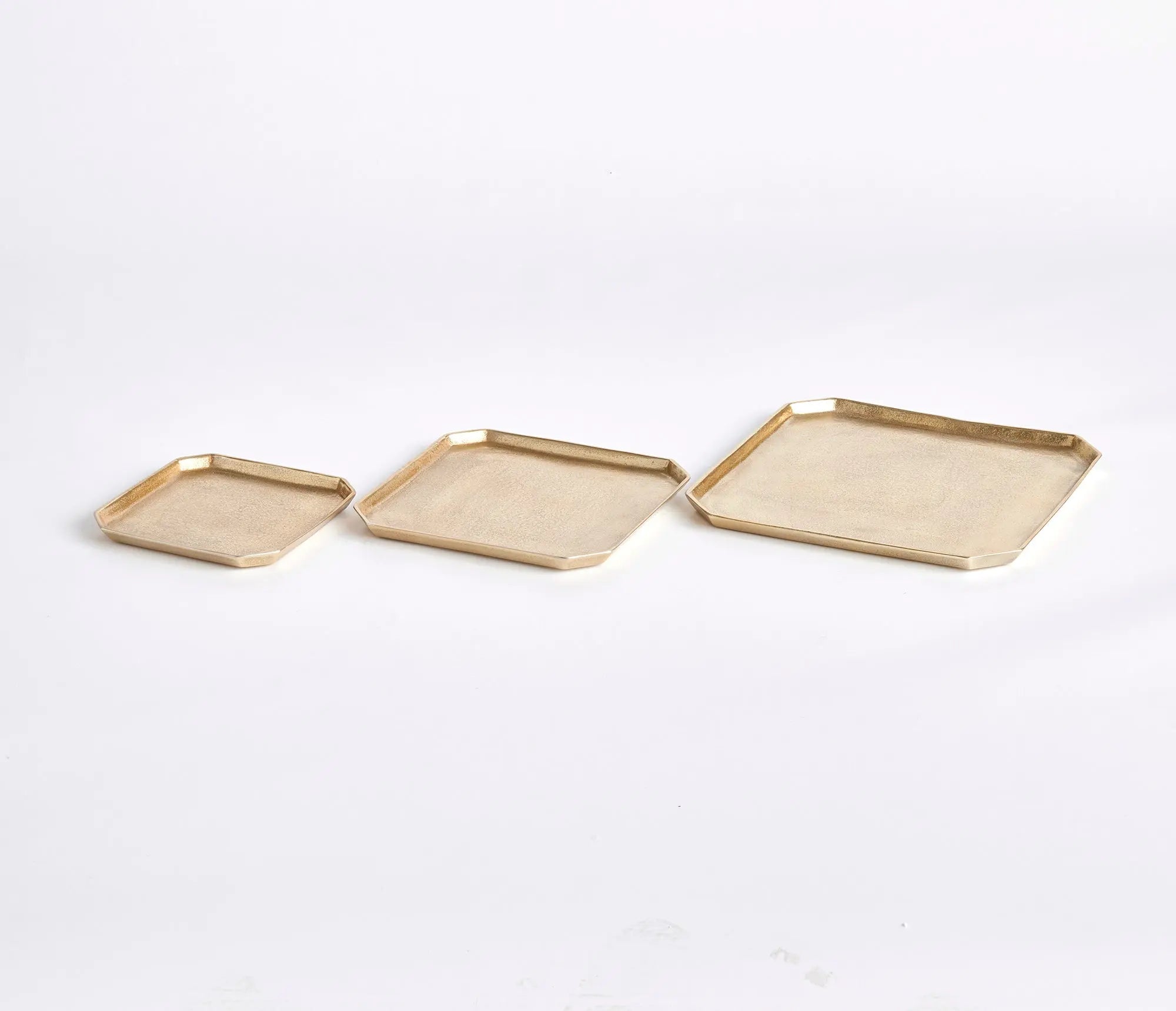 Dezi Square Gold Serving Trays - Set of 3 Aluminum Geometric Trays Napa Home & Garden