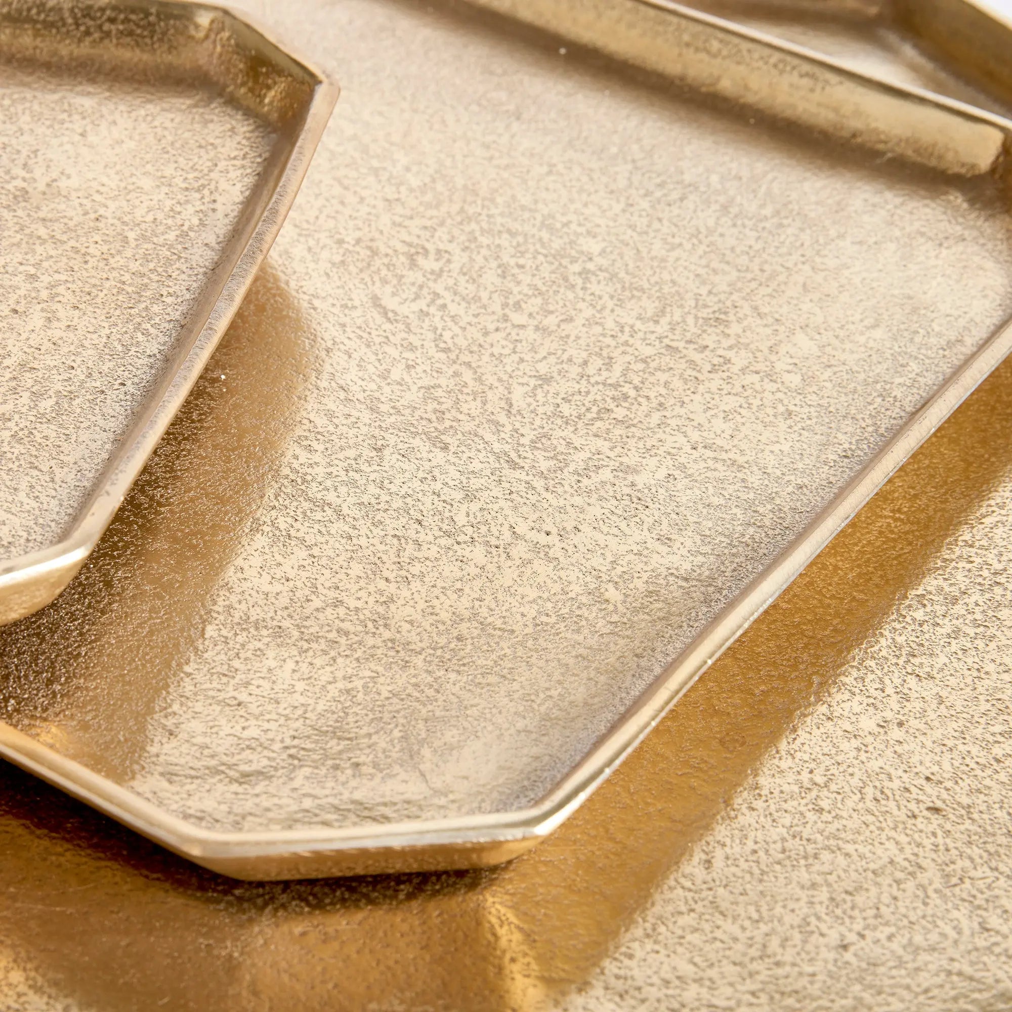 Dezi Square Gold Serving Trays - Set of 3 Aluminum Geometric Trays Napa Home & Garden