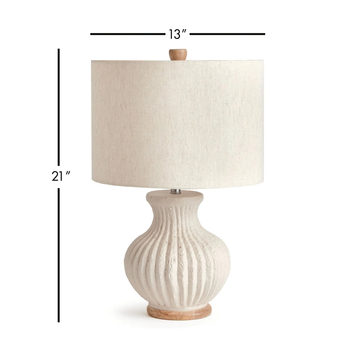 Margot lamp dimension drawing showing 13 inch width and 21 inch height