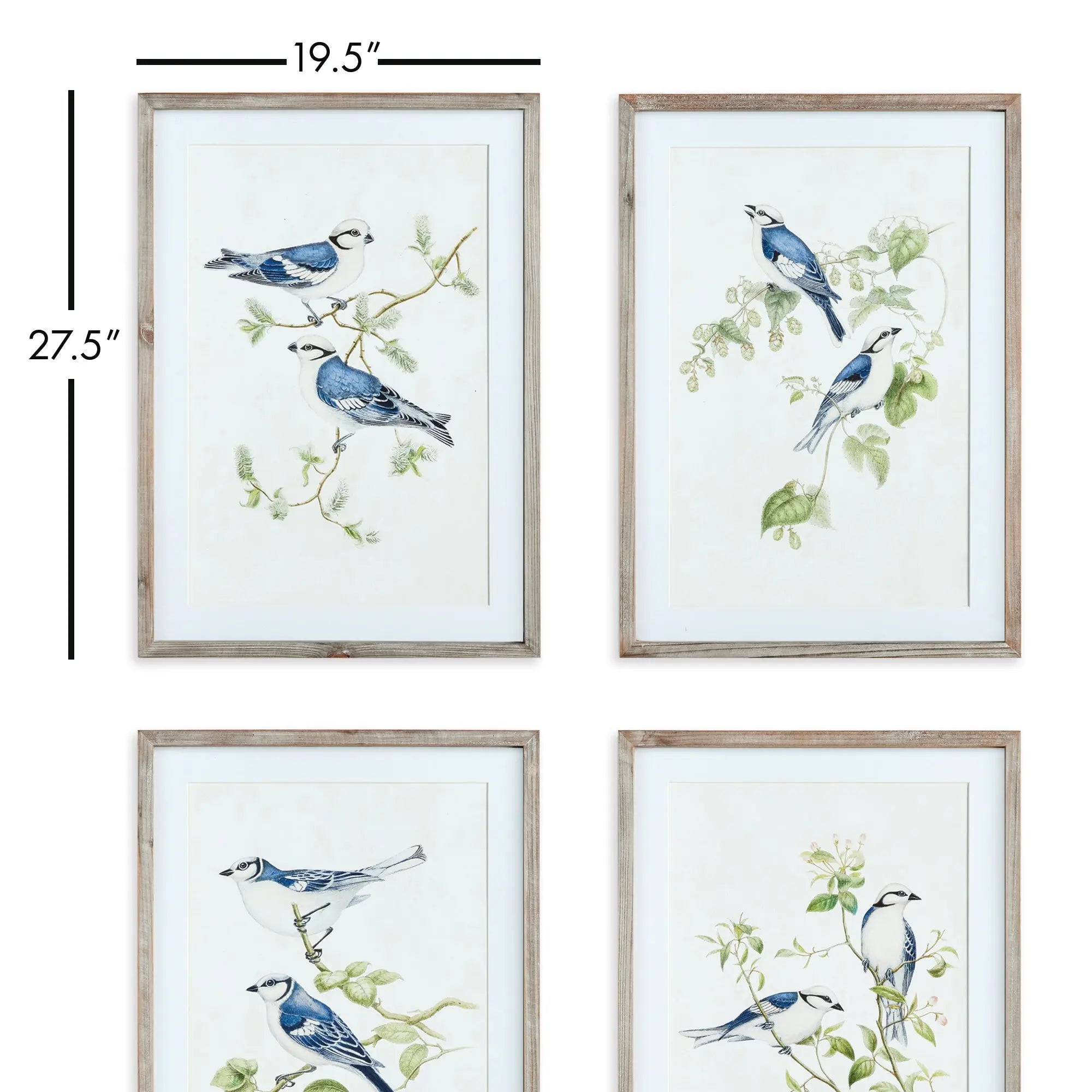 BLUE BIRDS PRINTS, SET OF 4 Villa Decor & Design