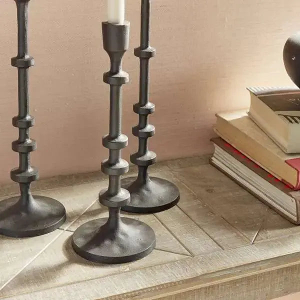 Abacus Taper Holders - Set of 3 Oversized LED Candle Holders - Villa Decor & Design