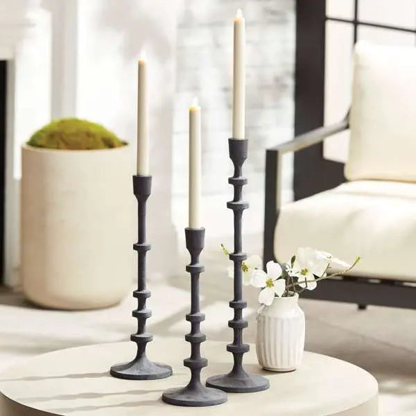 Abacus Taper Holders - Set of 3 Oversized LED Candle Holders - Villa Decor & Design