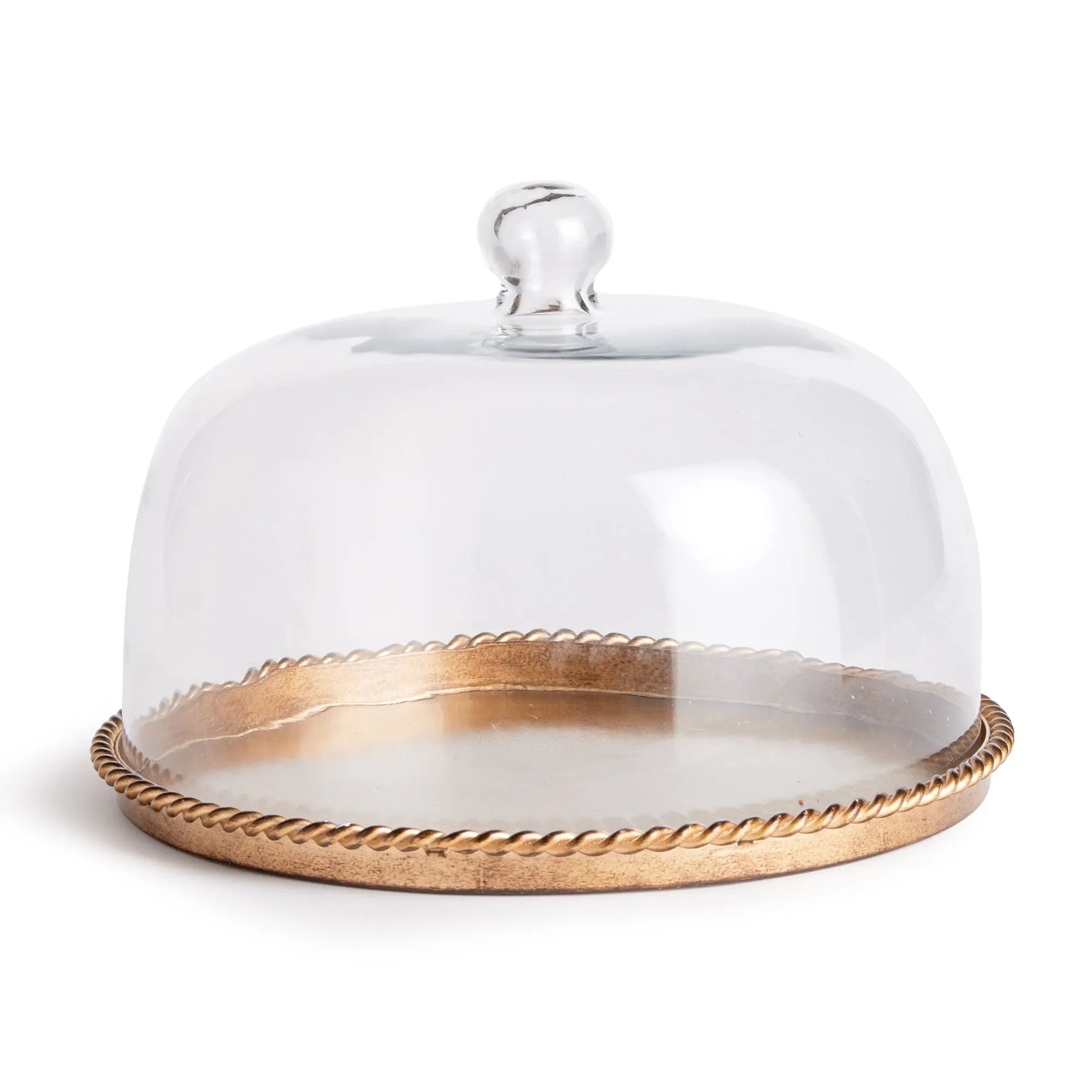 Braiden Gold Tray with Glass Cloche - Large