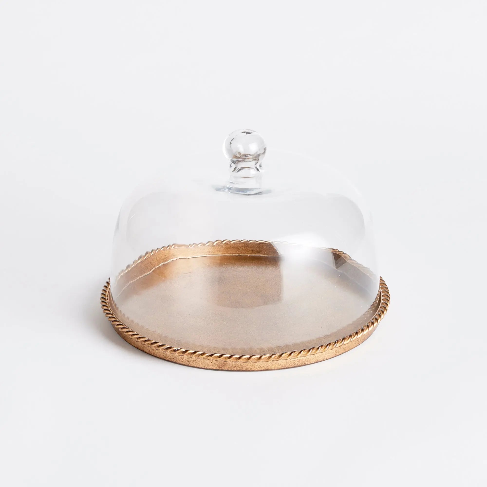 Braiden Gold Tray with Glass Cloche - Large