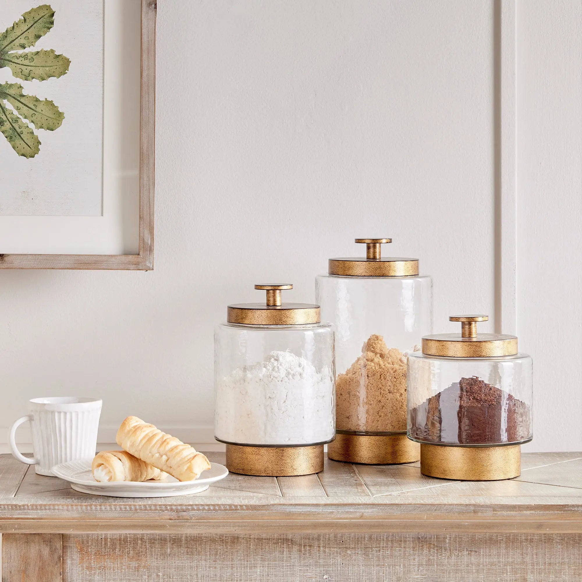 Braiden Hammered Glass & Metal Canisters – Set of 3 - Villa Decor & Design