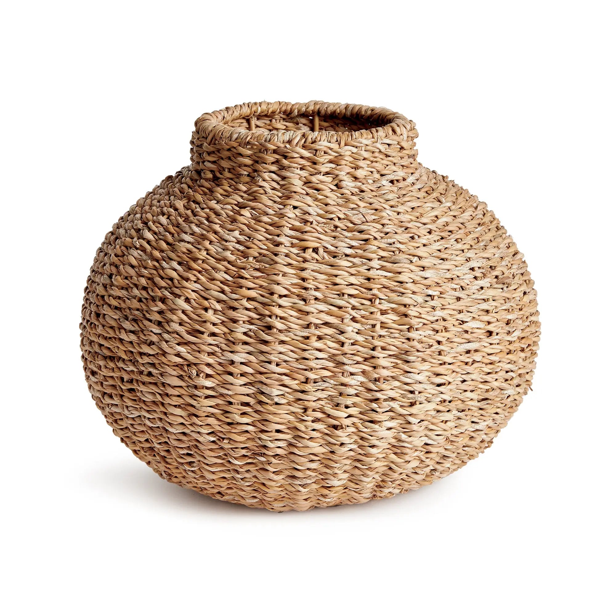 Handwoven natural seagrass vase for faux stems