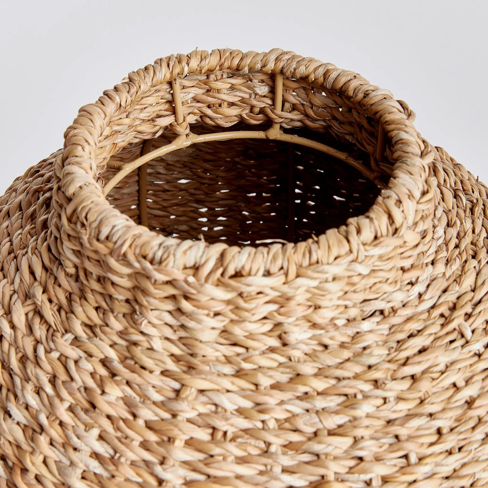 Handwoven natural seagrass vase for faux stems