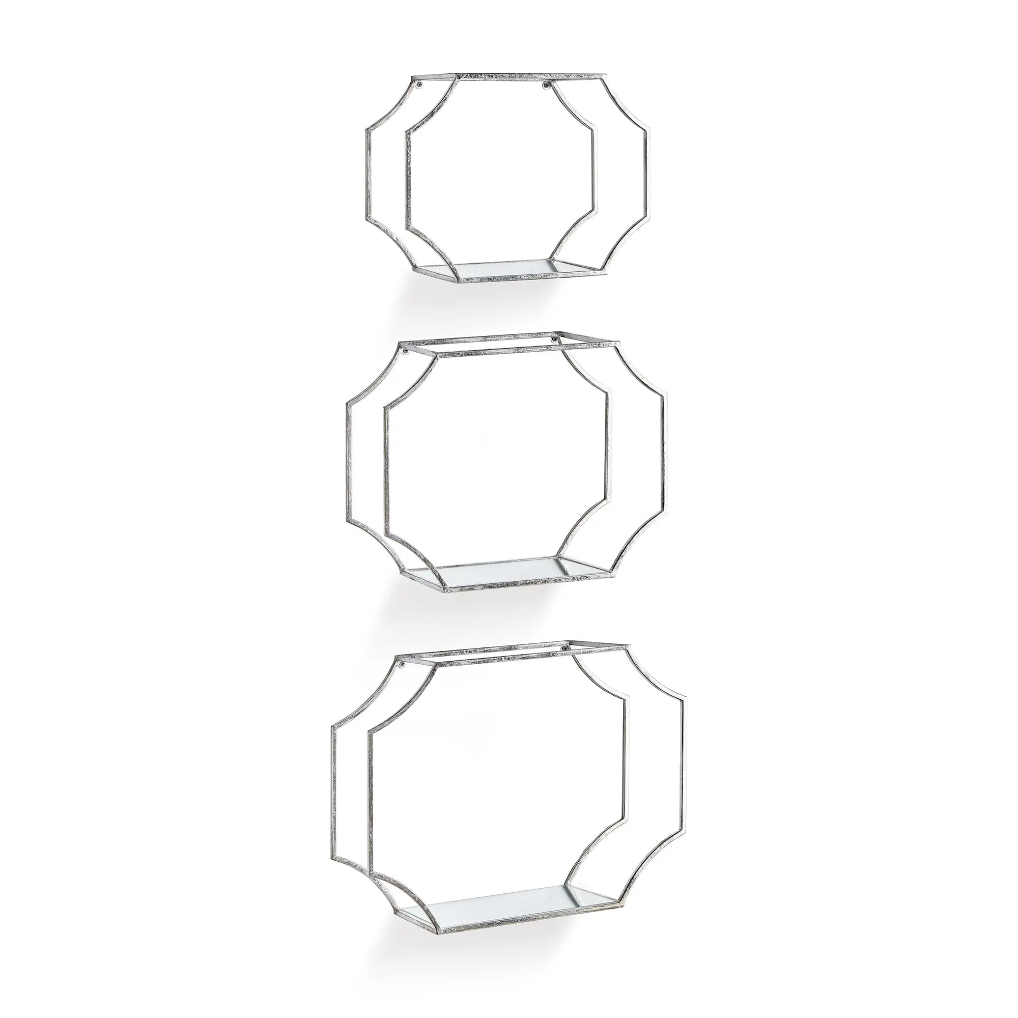 HUDSON MIRRORED WALL SHELVES, SET OF 3 Napa Home & Garden