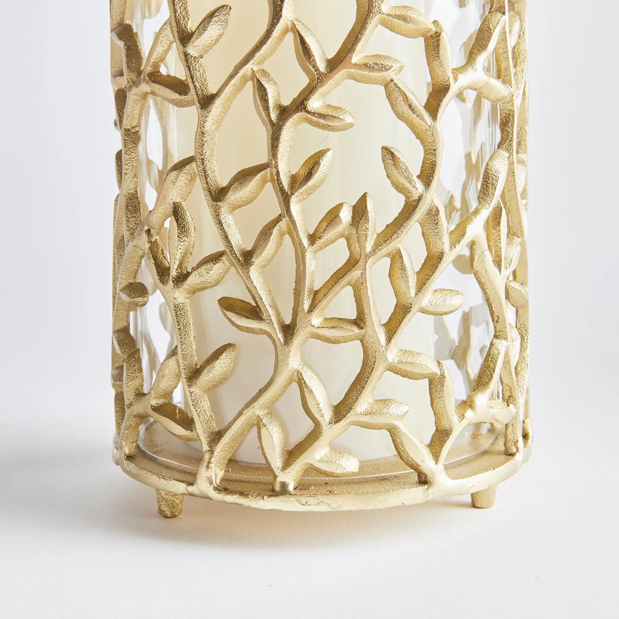 Celine Gold Vine Hurricane - 13" Aluminum & Glass Candle Holder Napa Home & Garden