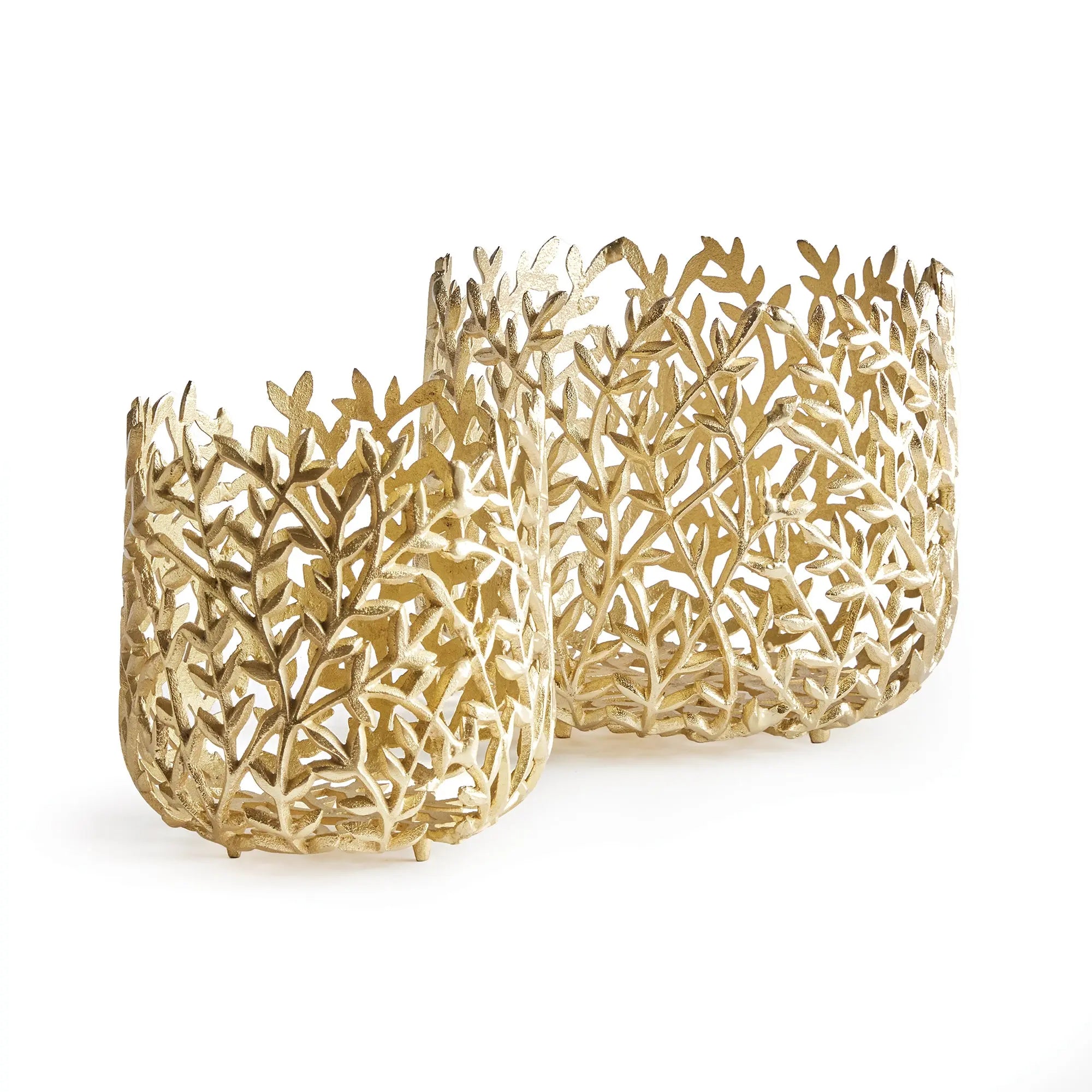 Celine Gold Vine Cachepots - Set of 2 Aluminum Botanical Planters Napa Home & Garden