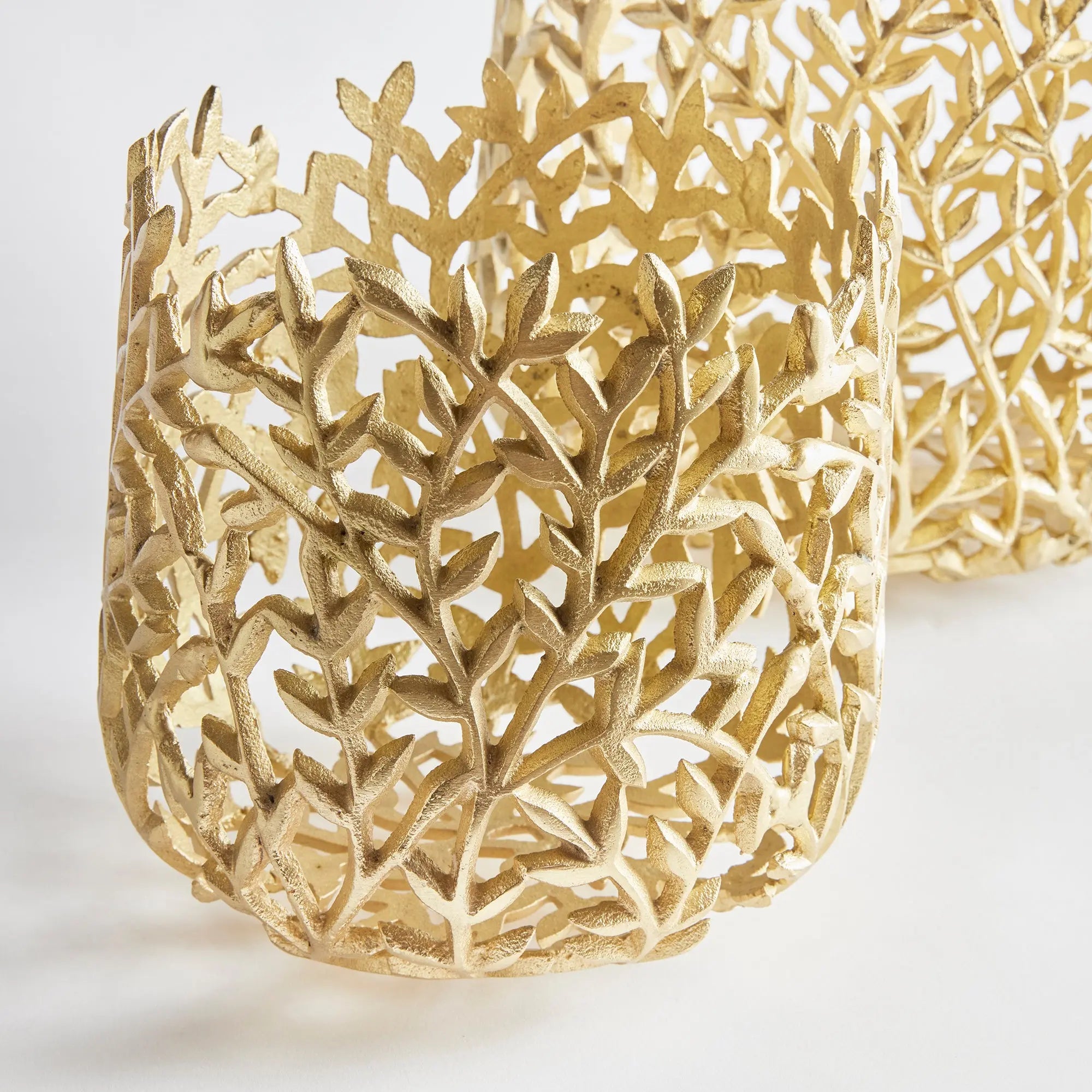 Celine Gold Vine Cachepots - Set of 2 Aluminum Botanical Planters Napa Home & Garden