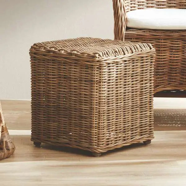 Davina Stool | Warm Gray Kubu Rattan Stool - Villa Decor & Design