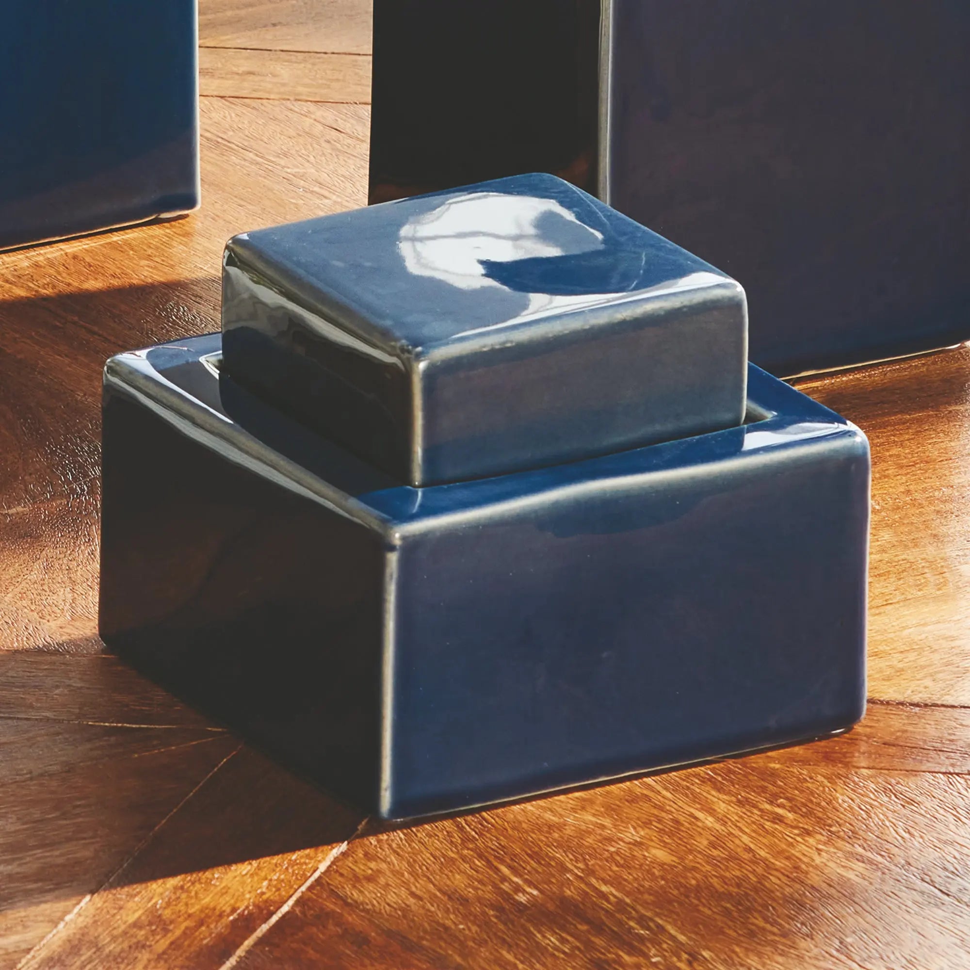 Ophelia Ceramic Lidded Jar – Cream or Blue | 4 Sizes - Villa Decor & Design