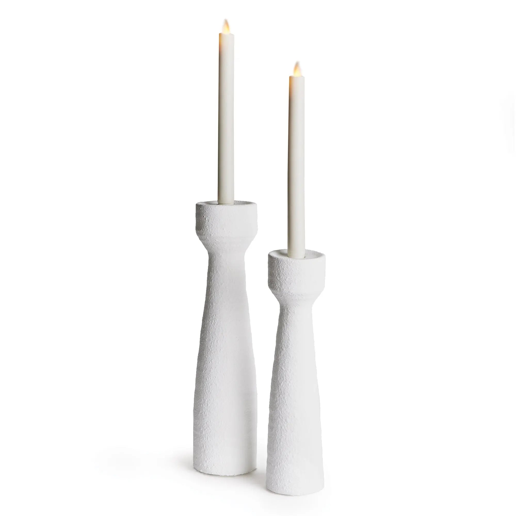 Colton Matte White Candlestands - Set of 2 Modern Terracotta Pillars Napa Home & Garden