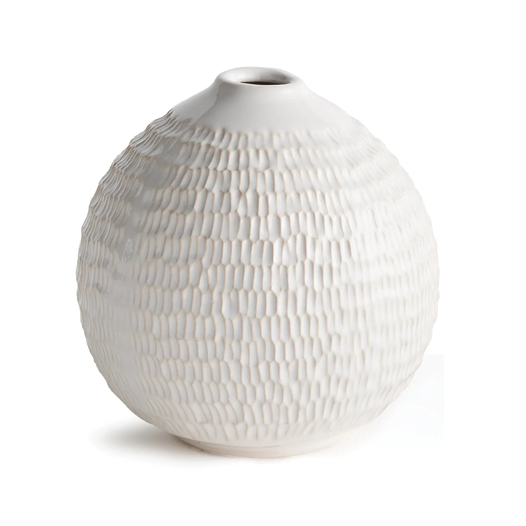 Nereus etched white stoneware vase – artisan handmade finish