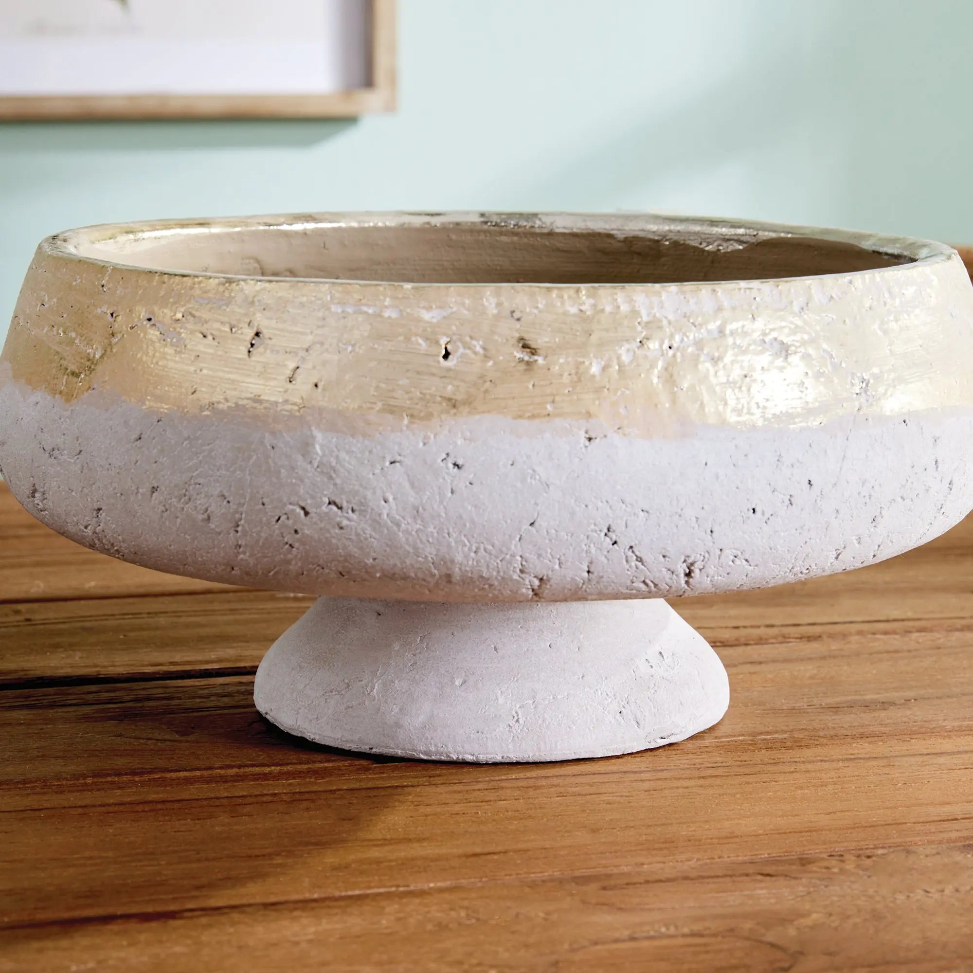 Maude Footed Decorative Bowl - Hand-Dipped Champagne Terracotta Napa Home & Garden
