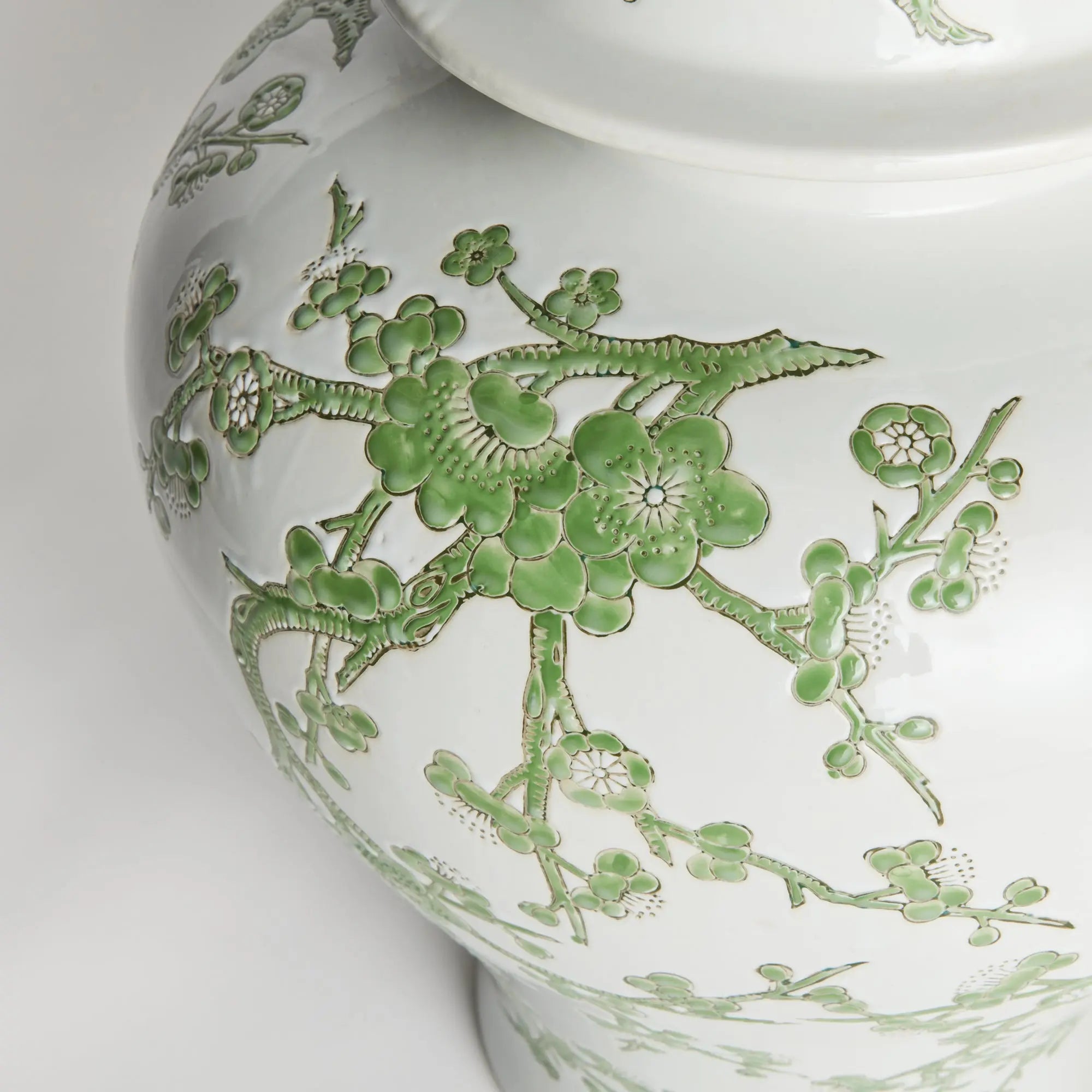 Imperial Empress 22" Lidded Ginger Jar - Green & White Porcelain Napa Home & Garden