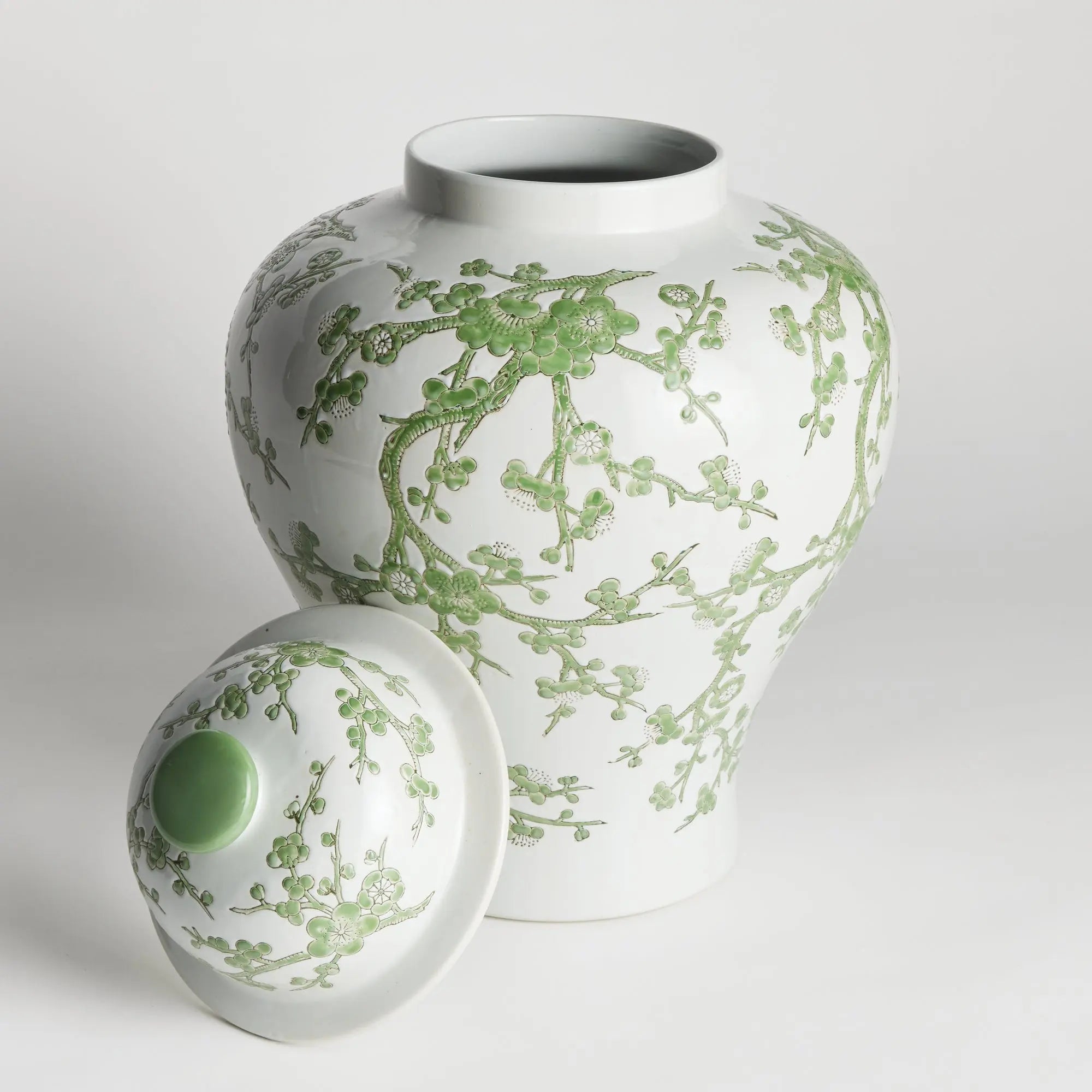 Imperial Empress 22" Lidded Ginger Jar - Green & White Porcelain Napa Home & Garden