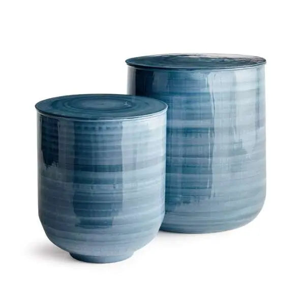 Andrey Storage Tables | Blue Gray Storage Drum Tables - Villa Decor & Design