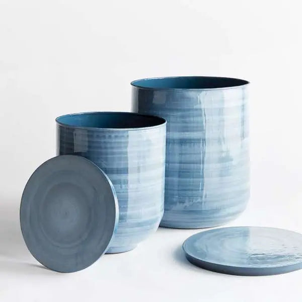 Andrey Storage Tables | Blue Gray Storage Drum Tables - Villa Decor & Design