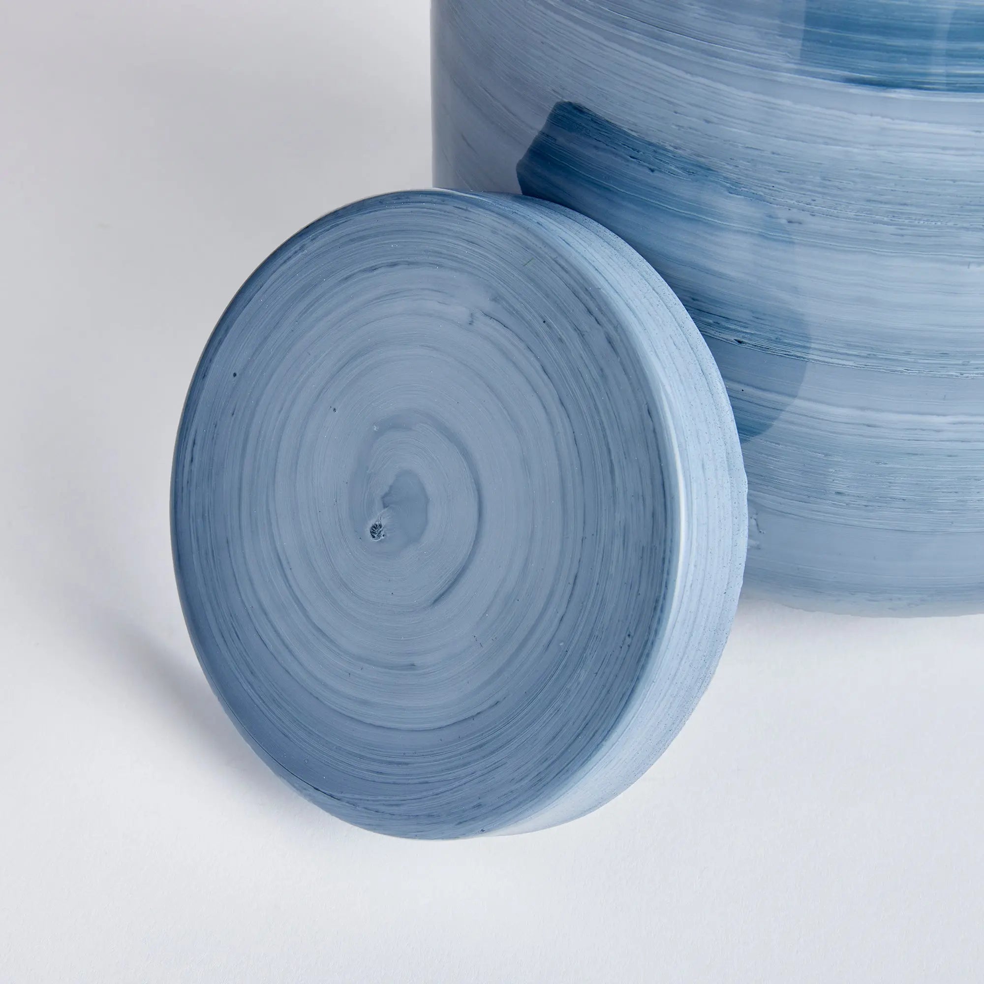 Andrey hand-painted ginger jar in coastal blue gray - LARGE