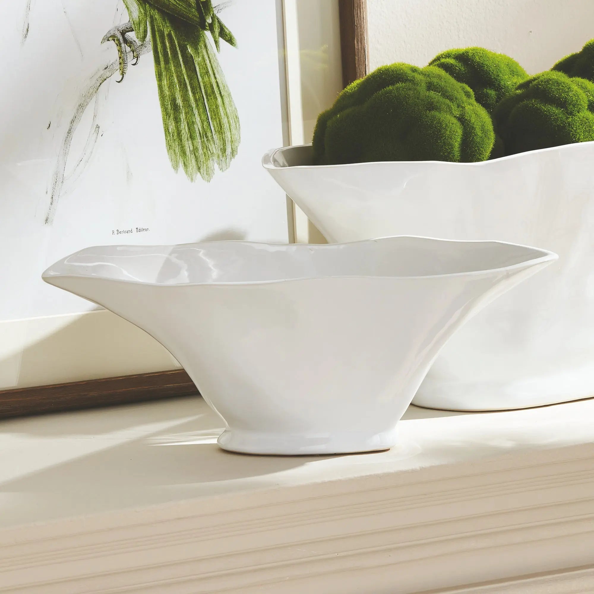 White ceramic bowl on a white background - Madara Oval Bowl - Small