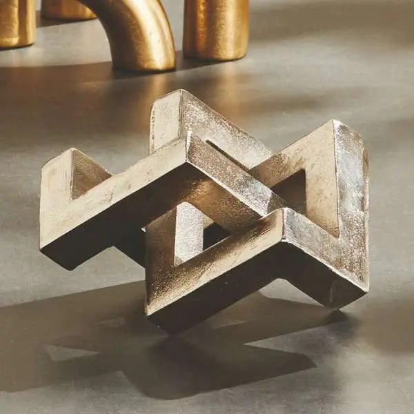 Key Sculpture - Geometric Aluminum Art in Brass, Black, or Silver Napa Home & Garden