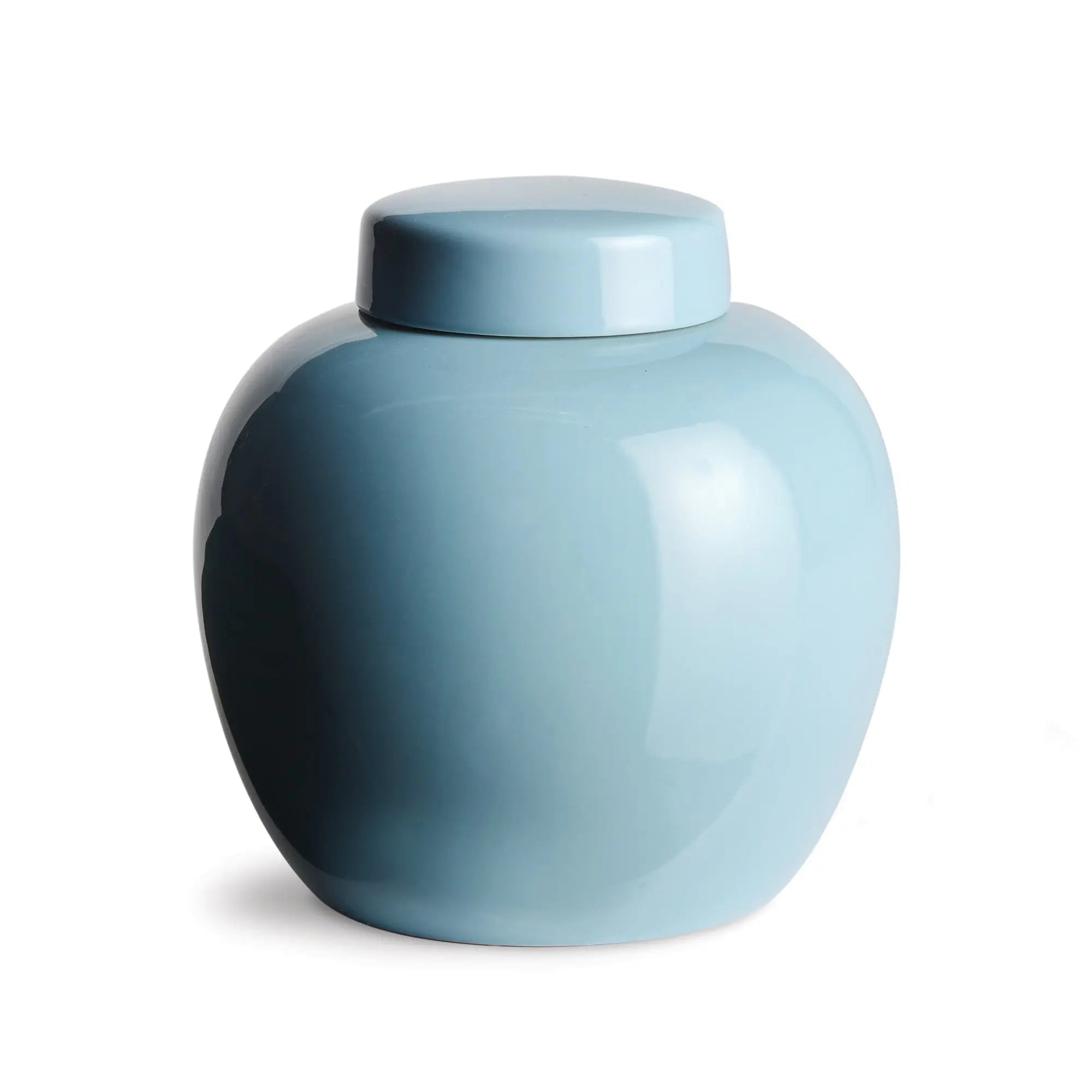 Koa Lidded Ceramic Jar – Modern Ginger Jar in White or Blue - Villa Decor & Design