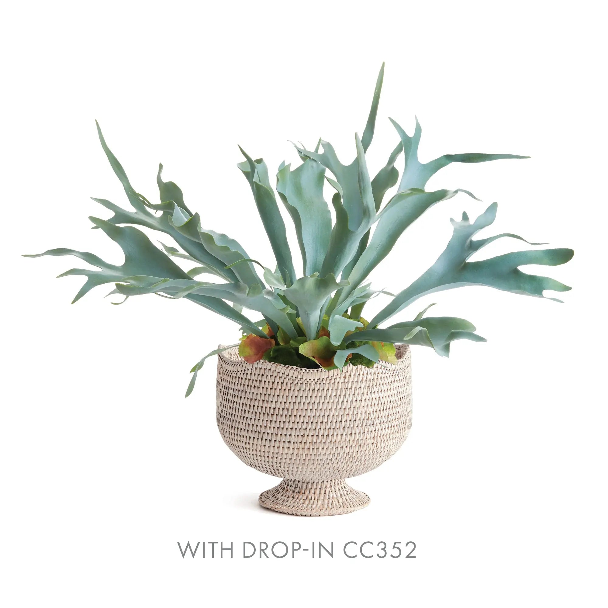 Burma Rattan Footed Cachepot - Whitewash