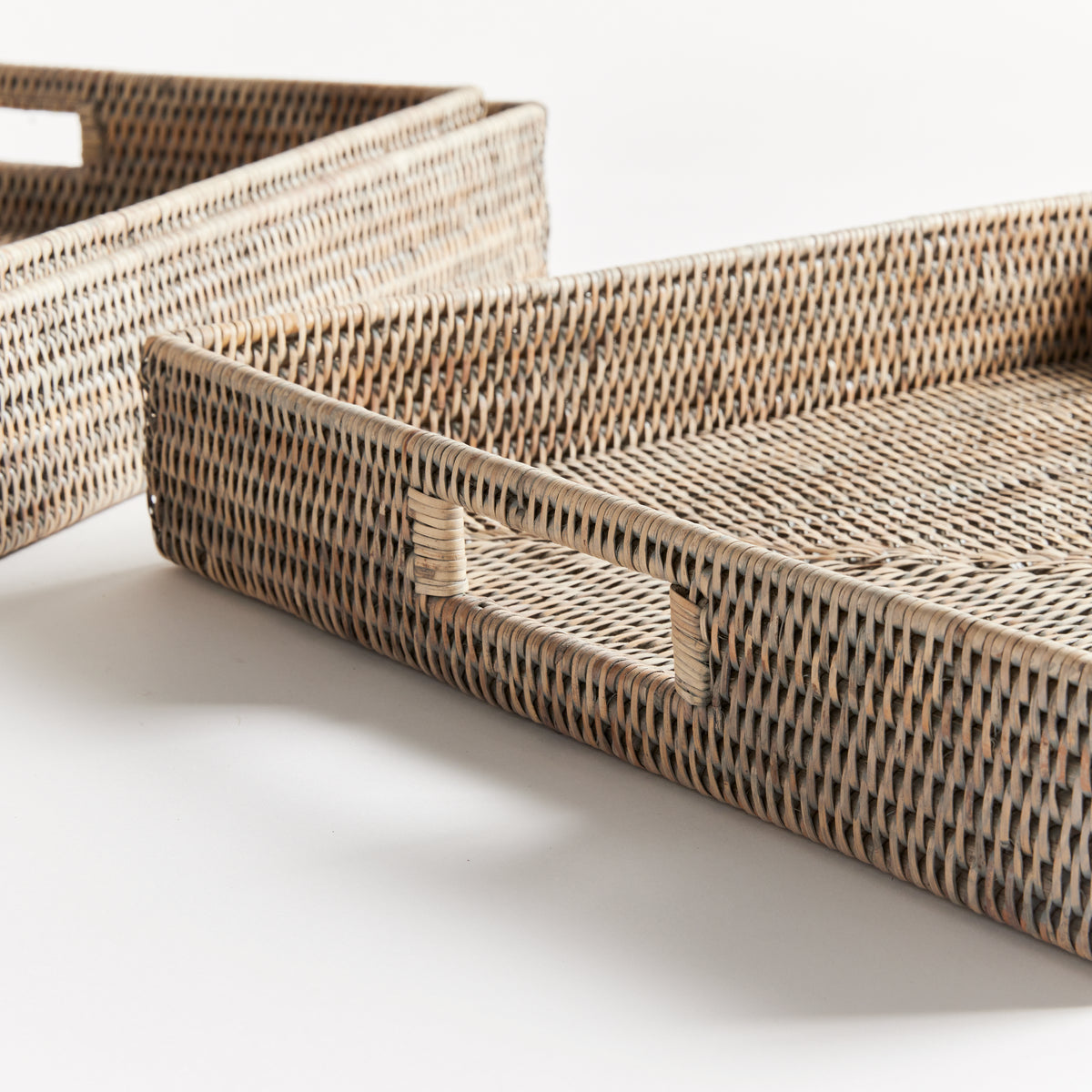 Burma Rattan Ottoman Trays, Set of 3