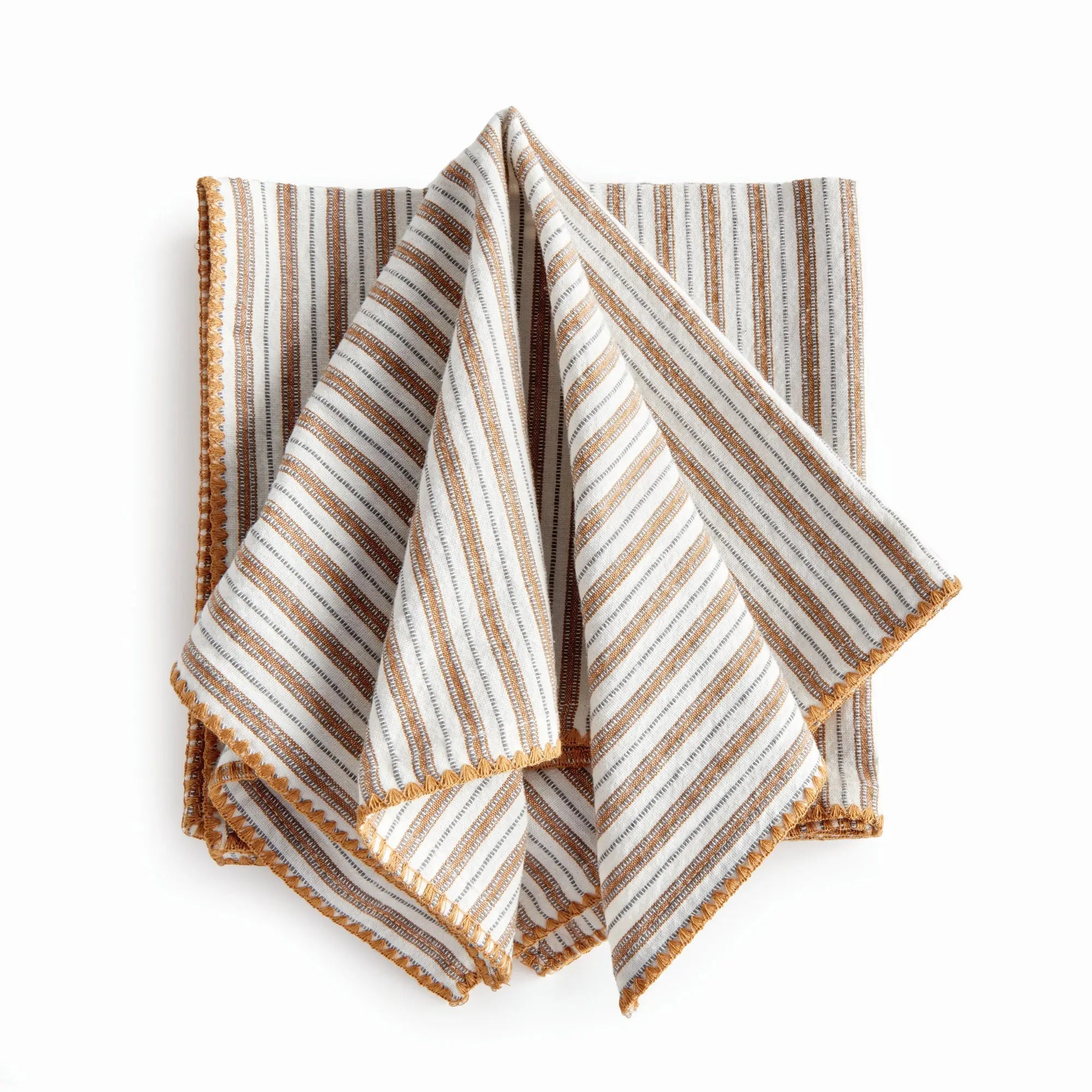 Sutton Napkins - Ochre cotton napkins tied with ribbon