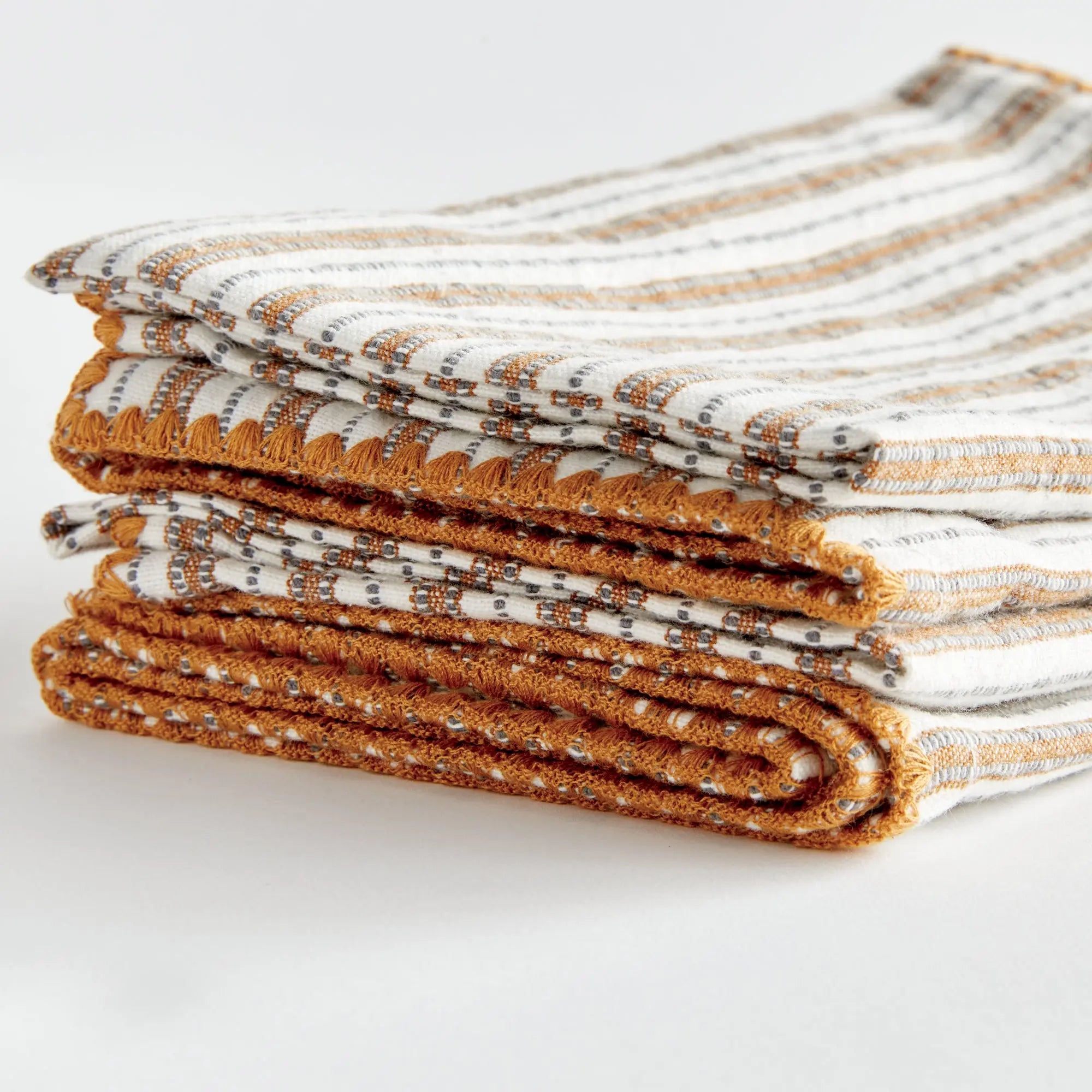 Sutton Napkins - Ochre cotton napkins tied with ribbon