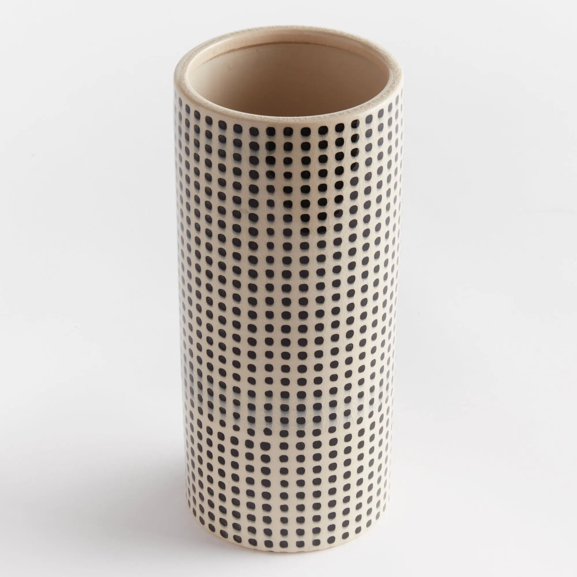 Mina Vase - handcrafted black and white ceramic vase with repeating dot pattern for transitional home décor and floral arrangements