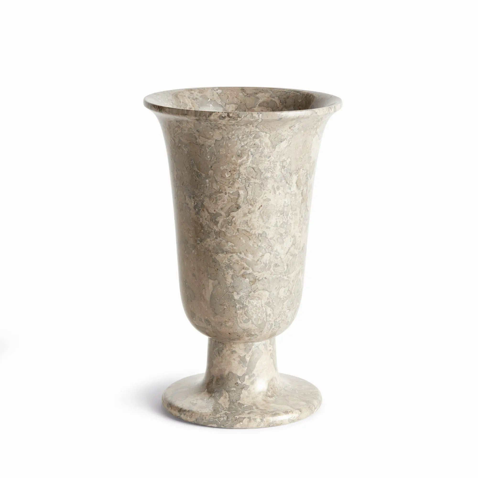 Claria footed vase in natural marble with brown veining