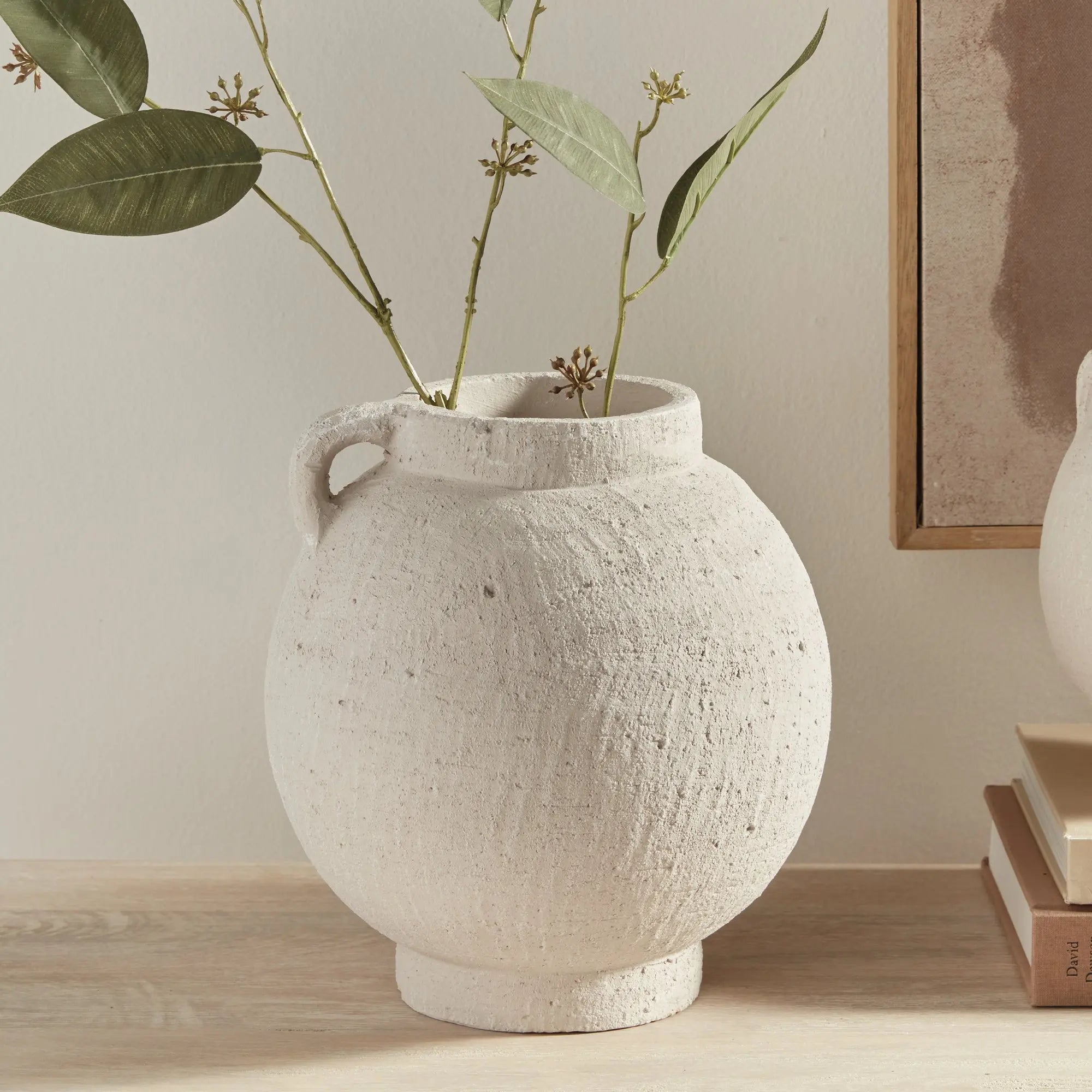Gianna white terracotta vases – small, medium, and large